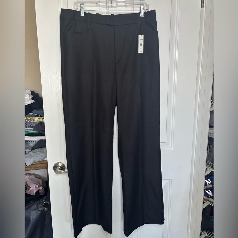 NWT BANANA REPUBLIC women’s Wool Black Wide-Leg Trousers size 12